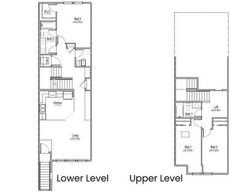 the floor plans for the two story house include a lower level and an upper level